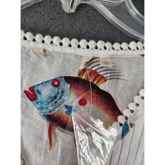 Soft Surroundings Beach Cover Up Sz PL Blouse Seychelles Tunic Top Fish Coastal - Picture 6 of 11